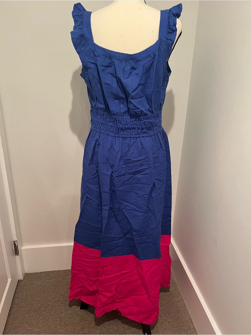 LOFT Blue and Pink linen Colorblock Maxi Dress - Picture 4 of 4